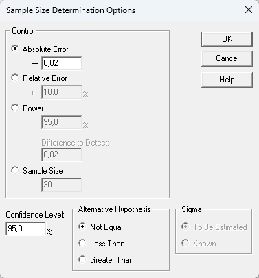 Options: Absolute Error 0,02, Not Equal